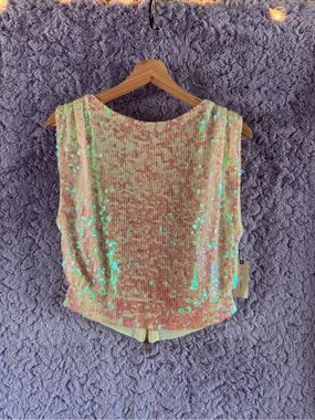 Pilcro | Sequin Muscle Sweater Top | Iridescent Cream | XS | NWT!